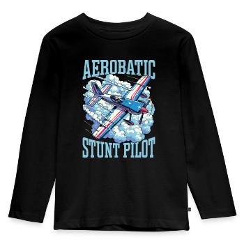 Aerobatic Stunt Pilot Loves Aerobatic Maneuvers - Kinder Premium Bio Langarmshirt - Schwarz - Vorne - AI Model Kid Male (0cm)