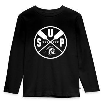 SUP - Kinder Premium Bio Langarmshirt - Schwarz - Vorne - AI Model Kid Male (0cm)