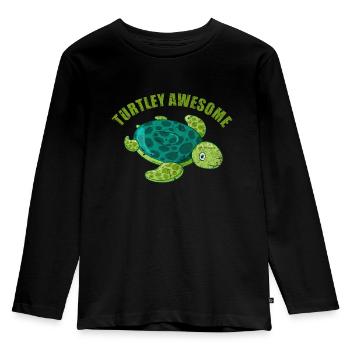 Schildkröte - Kinder Premium Bio Langarmshirt - Schwarz - Vorne - AI Model Kid Male (0cm)