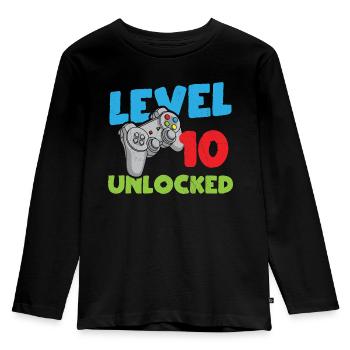 Level 10 Unlocked Shirt 10. Geburtstag Shirt - Kinder Premium Bio Langarmshirt - Schwarz - Vorne - AI Model Kid Male (0cm)