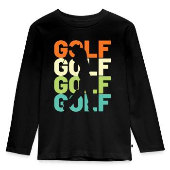 Golf Golfer Retro - Kinder Premium Bio Langarmshirt - Schwarz - Vorne - AI Model Kid Male (0cm)