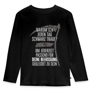 Für Goths & alle, die gerne schwarz tragen - Kinder Premium Bio Langarmshirt - Schwarz - Vorne - AI Model Kid Male (0cm)