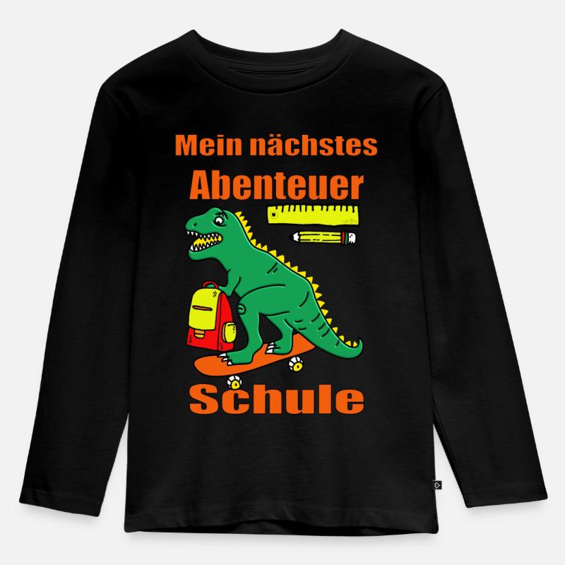 Schulkind Erstklässler Dino zur Einschulung - Kinder Premium Bio Langarmshirt - Schwarz