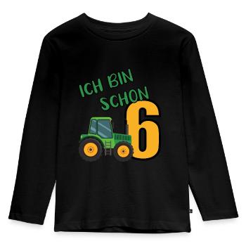 Traktor Trecker ich bin schon 6 Geburtstag Design - Kinder Premium Bio Langarmshirt - Schwarz - Vorne - AI Model Kid Male (0cm)