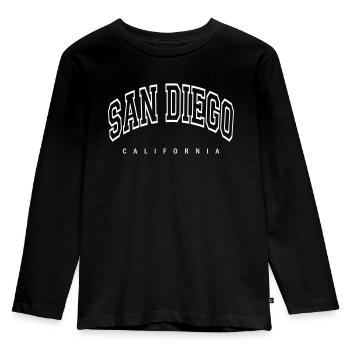 San Diego - Kinder Premium Bio Langarmshirt - Schwarz - Vorne - AI Model Kid Male (0cm)