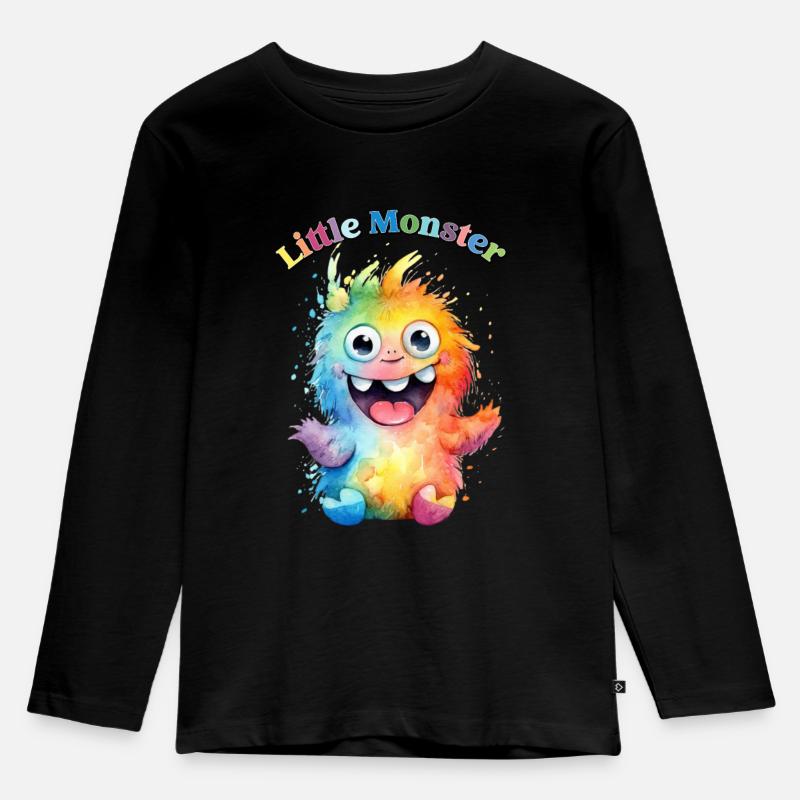 Kleines Monster 5 - Kinder Premium Bio Langarmshirt - Schwarz