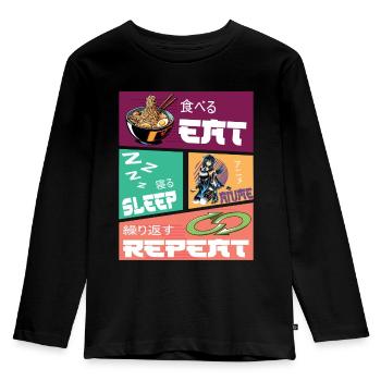 Eat Sleep Anime Repeat - Kinder Premium Bio Langarmshirt - Schwarz - Vorne - AI Model Kid Male (0cm)