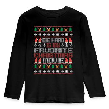 Die Hard Is Christmas Movie Ugly Christmas Pajama - Kinder Premium Bio Langarmshirt - Schwarz - Vorne - AI Model Kid Male (0cm)