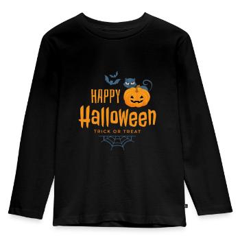 Frohes Halloween, Süßes oder Saures - Kinder Premium Bio Langarmshirt - Schwarz - Vorne - AI Model Kid Male (0cm)