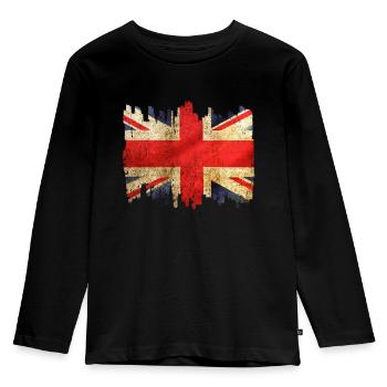 England - Kinder Premium Bio Langarmshirt - Schwarz - Vorne - AI Model Kid Male (0cm)