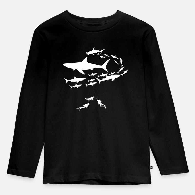 Plongeur requin plongée requin plongée requins cadeau - T-shirt manches longues Premium Enfant - noir
