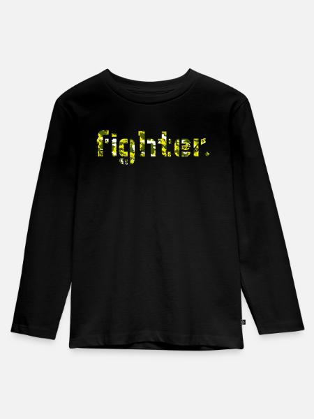 fighter. camouflage gelb - Kinder Premium Bio Langarmshirt - Schwarz