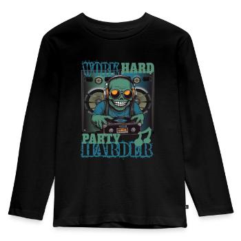 Arbeite Hart Party Härter - Kinder Premium Bio Langarmshirt - Schwarz - Vorne - AI Model Kid Male (0cm)