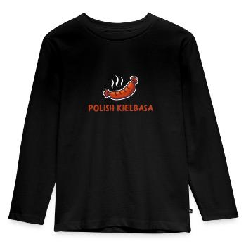 Saucisse polonaise pour Pologne Polska - T-shirt manches longues Premium Enfant - noir - Devant - AI Model Kid Male (0cm)