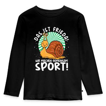 Das ist Frieda Wir machen gemeinsam Sport Joggen - Kinder Premium Bio Langarmshirt - Schwarz - Vorne - AI Model Kid Male (0cm)