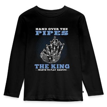 King veut dudel cornemuse écossaise - T-shirt manches longues Premium Enfant - noir - Devant - AI Model Kid Male (0cm)