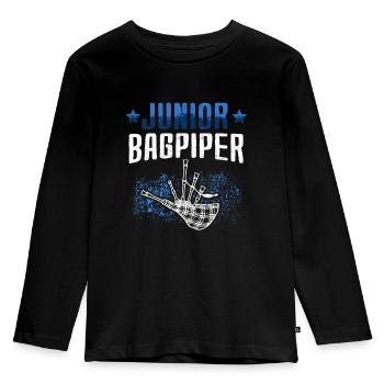 Junior Bagpipes Player Scottish Bagpipe - Kids' Premium Longsleeve Shirt - black - Front - AI Model Kid Male (0cm)