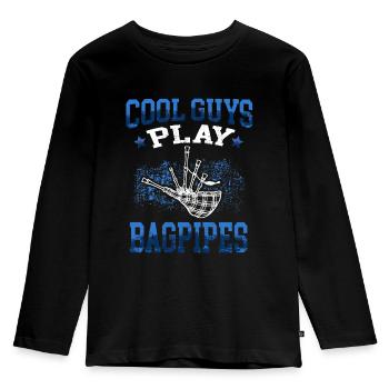Les garçons jouent de la cornemuse Cornemuse écossaise - T-shirt manches longues Premium Enfant - noir - Devant - AI Model Kid Male (0cm)