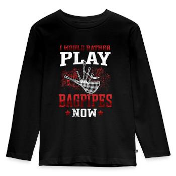 Préférez jouer de la cornemuse écossaise - T-shirt manches longues Premium Enfant - noir - Devant - AI Model Kid Male (0cm)