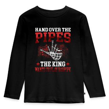 King veut dudel cornemuse écossaise - T-shirt manches longues Premium Enfant - noir - Devant - AI Model Kid Male (0cm)
