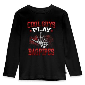 Les garçons jouent de la cornemuse Cornemuse écossaise - T-shirt manches longues Premium Enfant - noir - Devant - AI Model Kid Male (0cm)