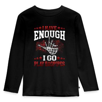 Je vais jouer à la cornemuse à la cornemuse écossaise - T-shirt manches longues Premium Enfant - noir - Devant - AI Model Kid Male (0cm)