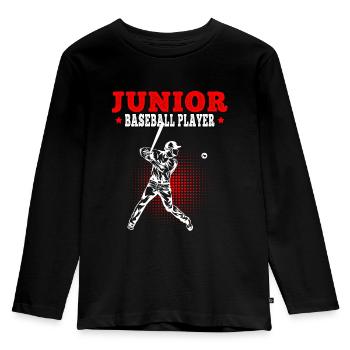 Joueur de baseball junior Baseballer Baseballspieler - T-shirt manches longues Premium Enfant - noir - Devant - AI Model Kid Male (0cm)