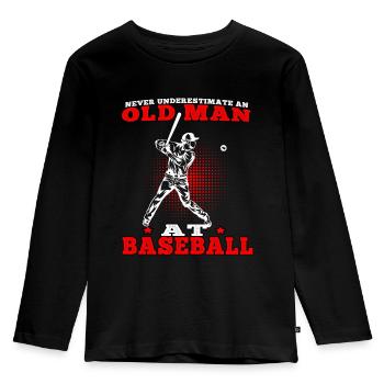Vieil homme au baseball joueur de baseball joueur de baseball - T-shirt manches longues Premium Enfant - noir - Devant - AI Model Kid Male (0cm)