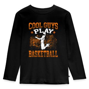 Coole Jungs spielen Basketball Basketballer - Kinder Premium Bio Langarmshirt - Schwarz - Vorne - AI Model Kid Male (0cm)