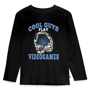 Les gars cool jouent aux jeux vidéo Gamer Gaming Gamers - T-shirt manches longues Premium Enfant - noir - Devant - AI Model Kid Male (0cm)