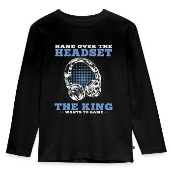 King veut jouer aux joueurs de jeux vidéo Gamer Gaming Gamers - T-shirt manches longues Premium Enfant - noir - Devant - AI Model Kid Male (0cm)