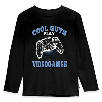 Les gars cool jouent aux jeux vidéo Gamer Gaming Gamers - T-shirt manches longues Premium Enfant - noir - Devant - AI Model Kid Male (0cm)