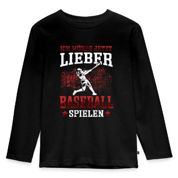 Lieber Baseball spielen Baseballer Baseballspieler - Kinder Premium Bio Langarmshirt - Schwarz - Vorne - AI Model Kid Male (0cm)