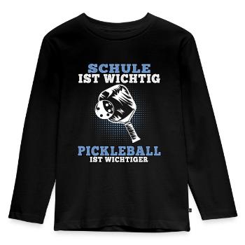 Pickleball ist wichtiger Pickelball - Kinder Premium Bio Langarmshirt - Schwarz - Vorne - AI Model Kid Male (0cm)