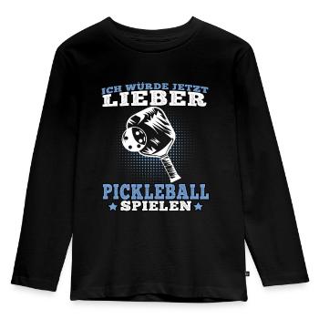 Pickelball würde lieber Pickleball spielen - Kinder Premium Bio Langarmshirt - Schwarz - Vorne - AI Model Kid Male (0cm)