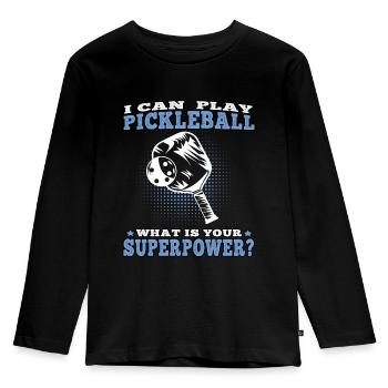 Pickelball I can play pickleball - Kids' Premium Longsleeve Shirt - black - Front - AI Model Kid Male (0cm)