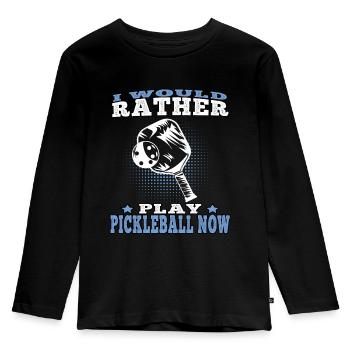 Pickelball would rather play pickleball - Kids' Premium Longsleeve Shirt - black - Front - AI Model Kid Male (0cm)