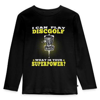 Discgolf Ich kann Disc Golf spielen Discgolfer - Kinder Premium Bio Langarmshirt - Schwarz - Vorne - AI Model Kid Male (0cm)