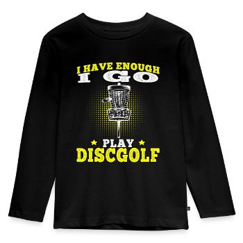 Discgolf Ich geh Disc Golf spielen Discgolfer - Kinder Premium Bio Langarmshirt - Schwarz - Vorne - AI Model Kid Male (0cm)