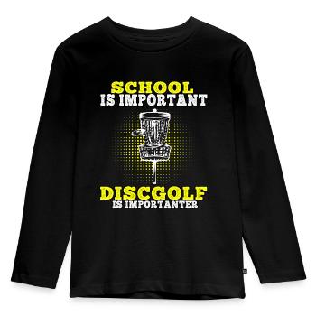 Disc golf is an important disc golf disc golfer - Kids' Premium Longsleeve Shirt - black - Front - AI Model Kid Male (0cm)