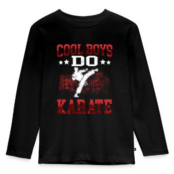 Coole Jungs Karate Karateka asiatischer Kampfsport - Kinder Premium Bio Langarmshirt - Schwarz - Vorne - AI Model Kid Male (0cm)