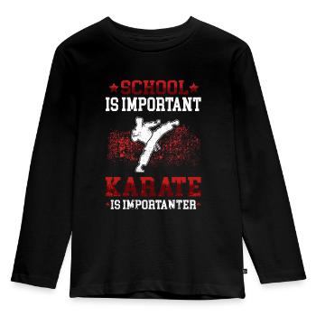 Karate wichtiger Karateka asiatischer Kampfsport - Kinder Premium Bio Langarmshirt - Schwarz - Vorne - AI Model Kid Male (0cm)