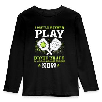 Pickelball would rather play pickleball - Kids' Premium Longsleeve Shirt - black - Front - AI Model Kid Male (0cm)