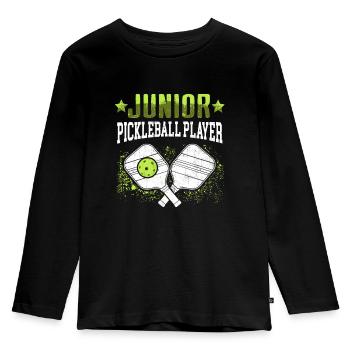 Joueur junior de pickleball Pickelball - T-shirt manches longues Premium Enfant - noir - Devant - AI Model Kid Male (0cm)
