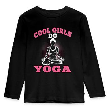 Les filles cool font de la méditation Yoga Namasté - T-shirt manches longues Premium Enfant - noir - Devant - AI Model Kid Male (0cm)