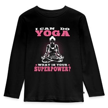 Yoga Je peux faire du yoga Namasté Méditation - T-shirt manches longues Premium Enfant - noir - Devant - AI Model Kid Male (0cm)
