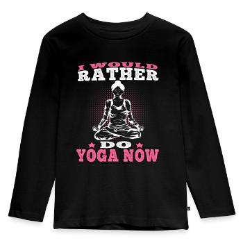 Le yoga préfère faire du yoga Méditation Namasté - T-shirt manches longues Premium Enfant - noir - Devant - AI Model Kid Male (0cm)
