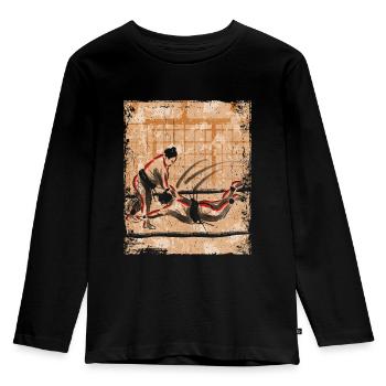 Sumo Wrestler Japanese Art Vintage Retro - Kids' Premium Longsleeve Shirt - black - Front - AI Model Kid Male (0cm)