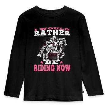 Prefer riding on horse Rider - Kids' Premium Longsleeve Shirt - black - Front - AI Model Kid Male (0cm)