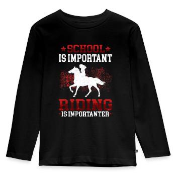 Riding is important horse rider rider - Kids' Premium Longsleeve Shirt - black - Front - AI Model Kid Male (0cm)